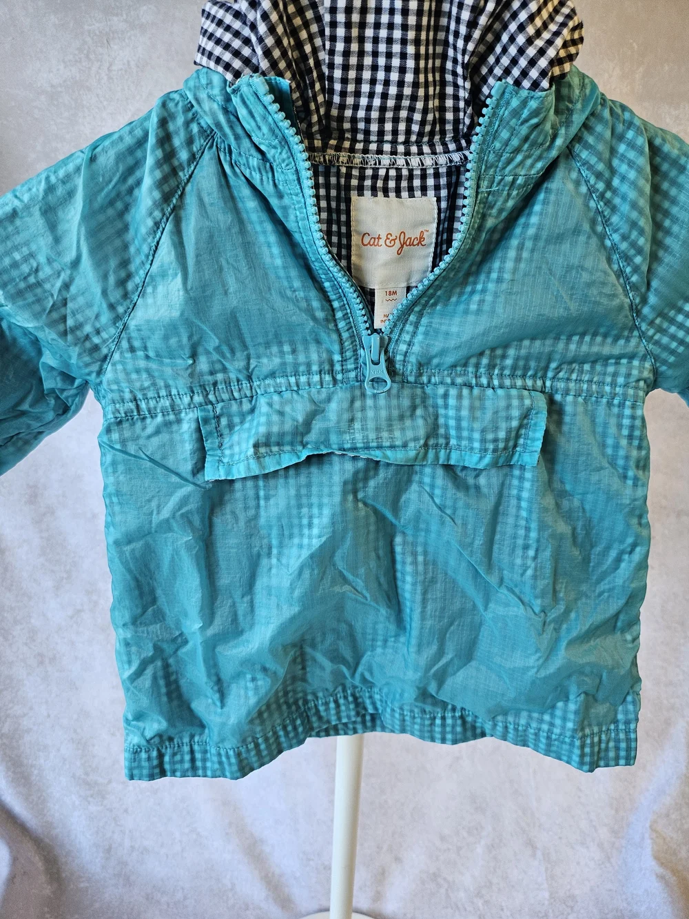 Cat & Jack Turquoise Checkered Windbreaker | 18 Months